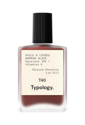 Typology T40 Glazed Chestnut Lip Oil, Moisturizing with 10% Squalane and Vitamin E